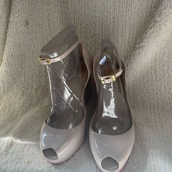 Melissa Patchuli ankle Strap Wedge - Cream Red SZ 9 - Picture 3 of 13